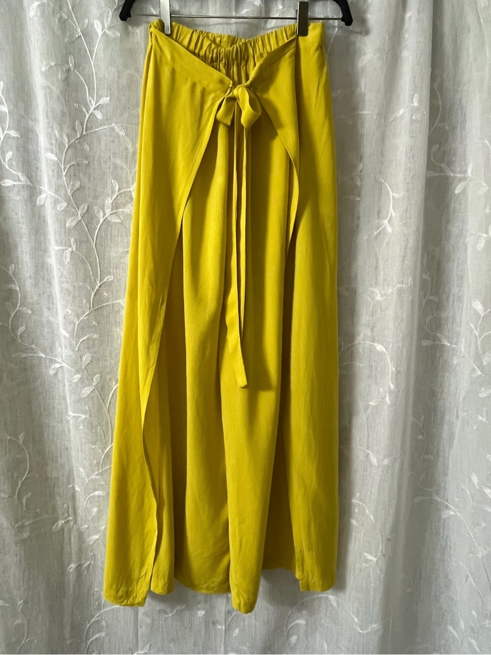 FBS Beach Pants Open Leg Bright Yellow Wrap Wide-Leg Pants Small/XS